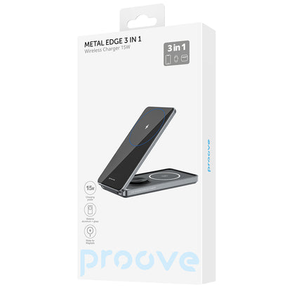 Trådløs Nettverkslader Proove Metal Edge 3in1, 15W, 1.67A, Grå WSME15010003