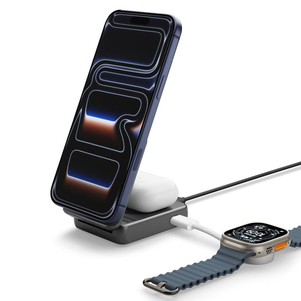 Trådløs Nettverkslader Spigen EF302MOQ 3in1, 25W, 1 x USB-C, Grå