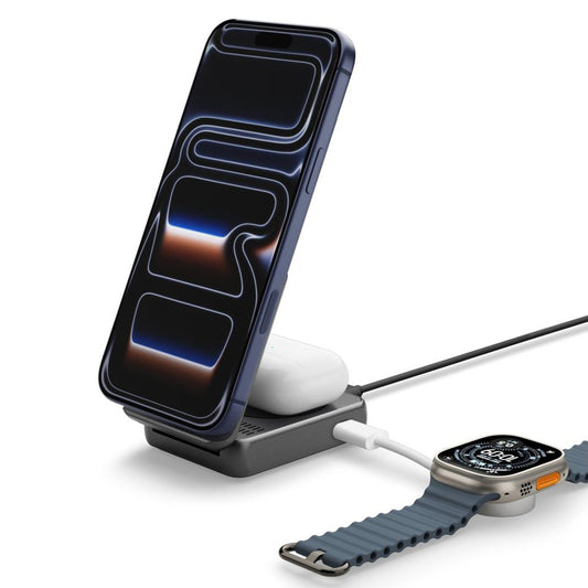 Trådløs Nettverkslader Spigen EF302MOQ 3in1, 25W, 1 x USB-C, Grå