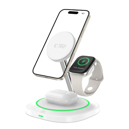 Trådløs nettverkslader Tech-Protect QI15W-A46 3in1, 15W, 1.67A, Hvit