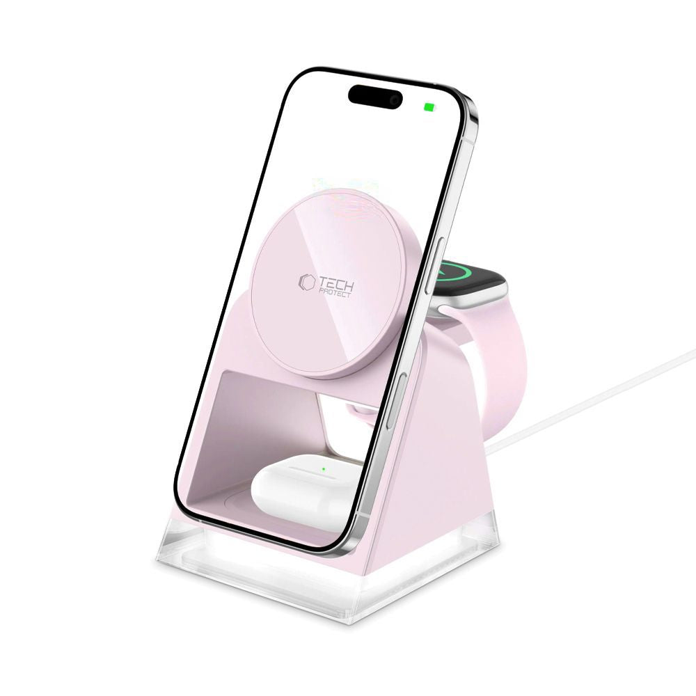 Trådløs Nettverkslader Tech-Protect A43 3in1, 15W, 1.67A, Rosa