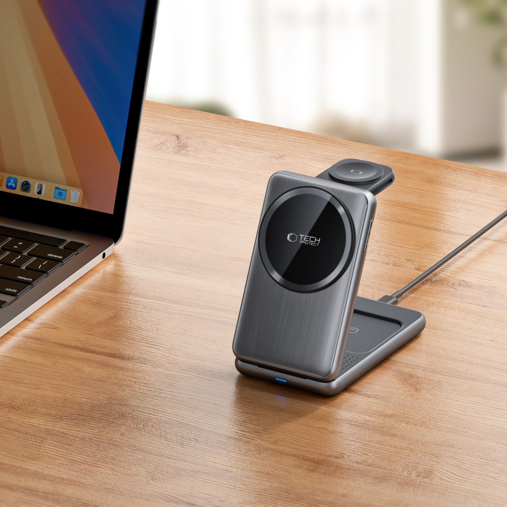 Trådløs Nettverkslader Tech-Protect A42 3i1, 15W, 1.67A, Grå