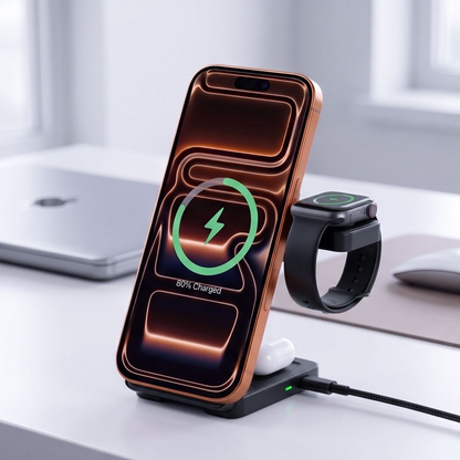 Trådløs nettverkslader Tech-Protect A56 3i1, 25W, svart