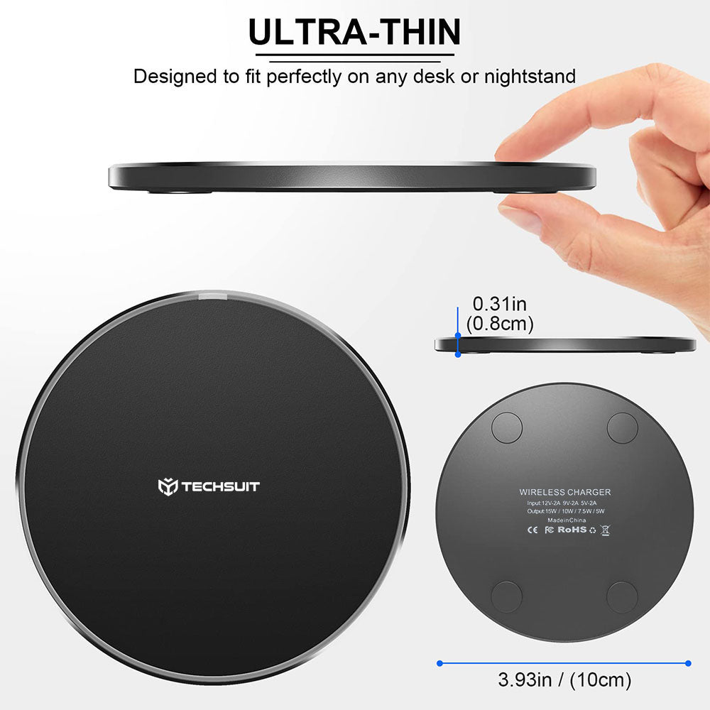 Trådløs Nettverkslader Techsuit CHWR031 Premium, 15W, 1.67A, Hvit