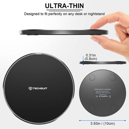 Trådløs Nettverkslader Techsuit CHWR031 Premium, 15W, 1.67A, Hvit