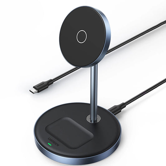 UGREEN CD317 2in1 trådløs nettverkslader, 20W, 1.67A, Svart