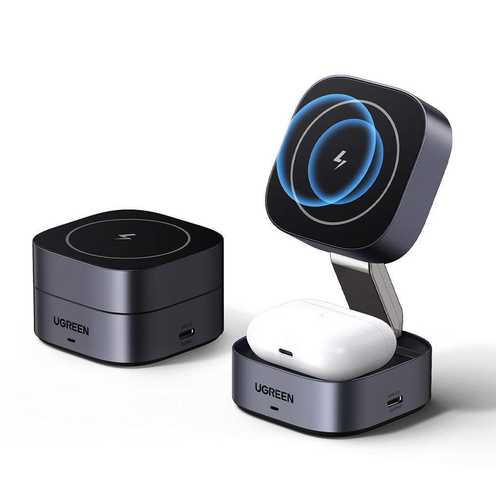 UGREEN W526 3in1 trådløs nettverkslader, 20W, 1.67A, 1 x USB-C, Svart