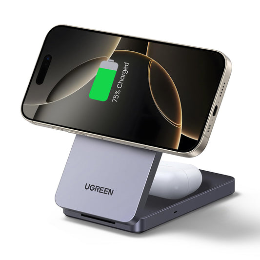 UGREEN W528 2in1 trådløs nettverkslader, 20W, 1.67A, Svart