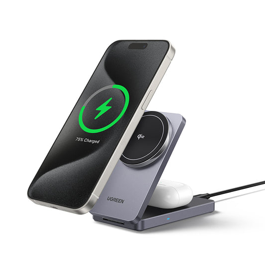 UGREEN W706 2in1 trådløs nettverkslader, 20W, 1.67A, Svart