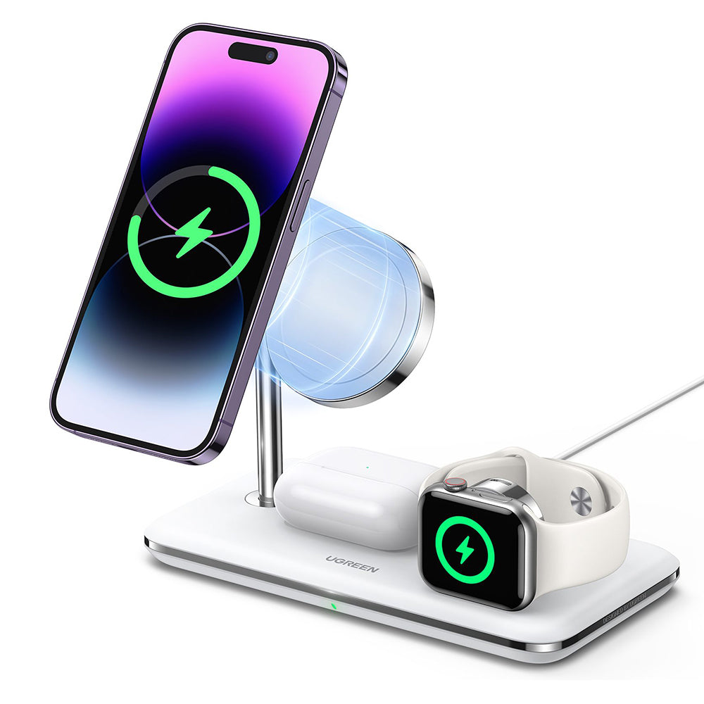 UGREEN CD278 3in1 trådløs nettverkslader, 25W, 1.67A, Hvit