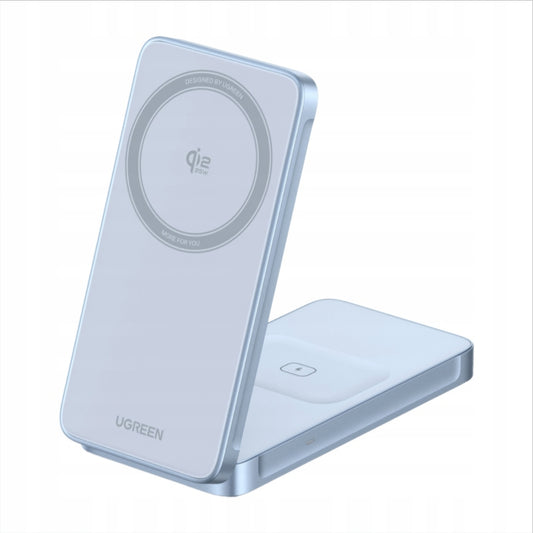 UGREEN MagFlow 2in1 trådløs nettverkslader, 25W, Blå