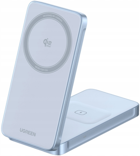 Trådløs Nettlader UGREEN MagFlow 2i1, 25W, Blå, Reseglet