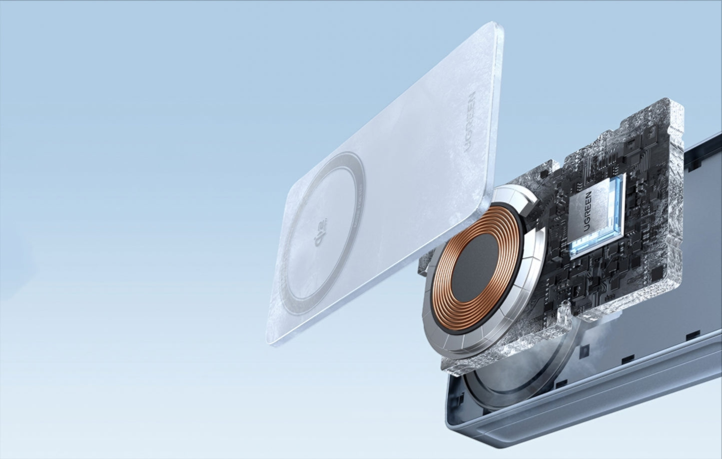 UGREEN MagFlow 2in1 trådløs nettverkslader, 25W, Blå