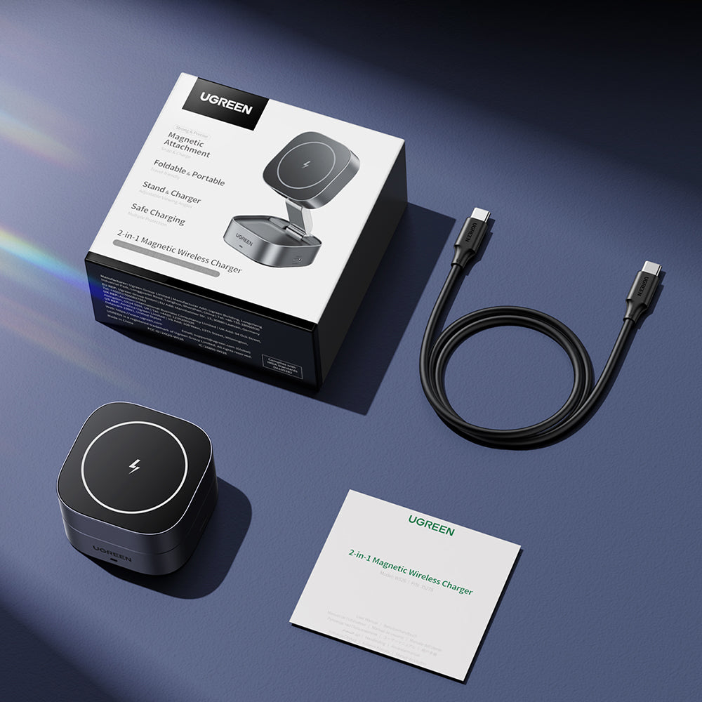 UGREEN W526 3in1 trådløs nettverkslader, 20W, 1.67A, 1 x USB-C, Svart