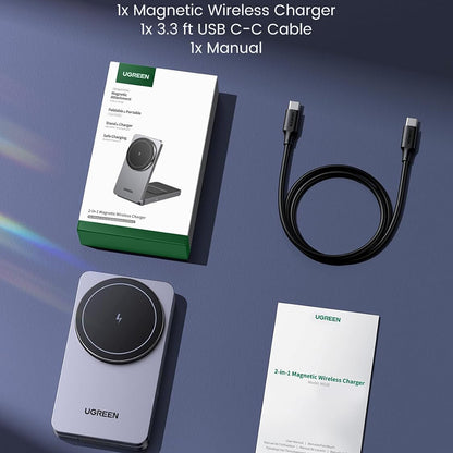 UGREEN W528 2in1 trådløs nettverkslader, 20W, 1.67A, Hvit