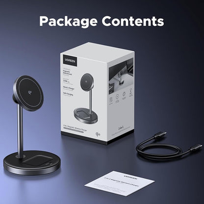 UGREEN W710 3in1 trådløs nettverkslader, 20W, 1.67A, 1 x USB-C, Svart