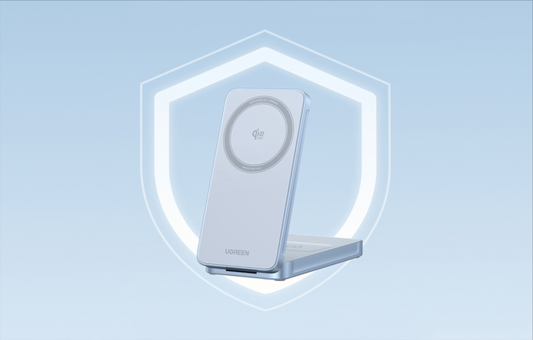 Trådløs Nettlader UGREEN MagFlow 2i1, 25W, Blå, Reseglet