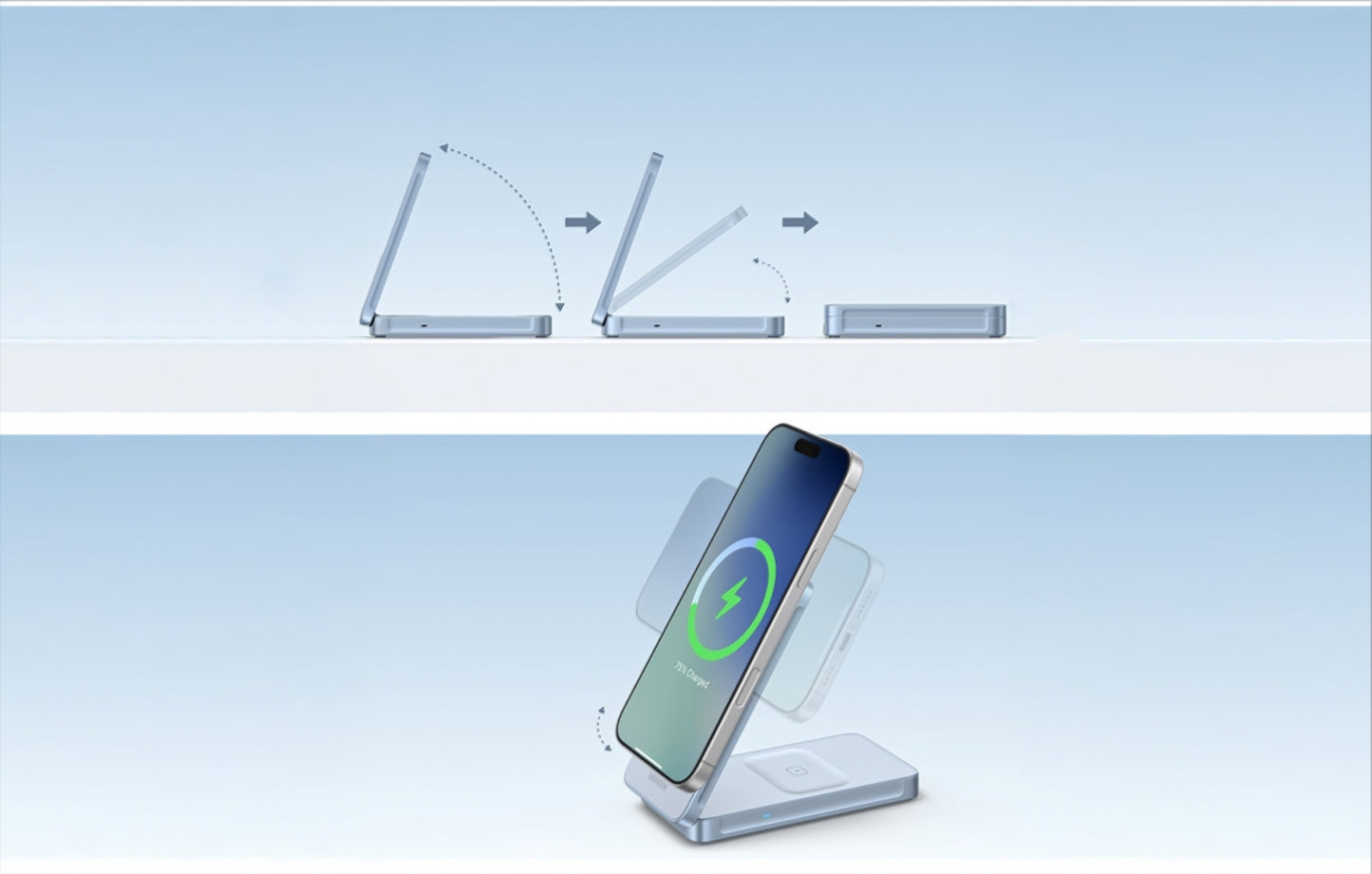 UGREEN MagFlow 2in1 trådløs nettverkslader, 25W, Blå