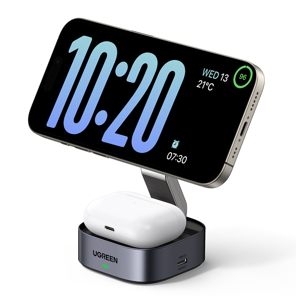 UGREEN W526 3in1 trådløs nettverkslader, 20W, 1.67A, 1 x USB-C, Svart