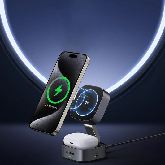 UGREEN W702 3in1 trådløs nettverkslader, 20W, 1.67A, 1 x USB-C, Svart