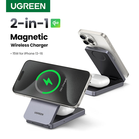 UGREEN W706 2in1 trådløs nettverkslader, 20W, 1.67A, Svart