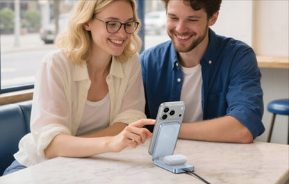 UGREEN MagFlow 2in1 trådløs nettverkslader, 25W, Blå