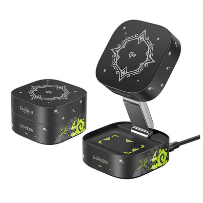 UGREEN Genshin Impact Ed.W702 2n1 trådløs nettverkslader, 25W, 1.67A, 1 x USB-C, Svart