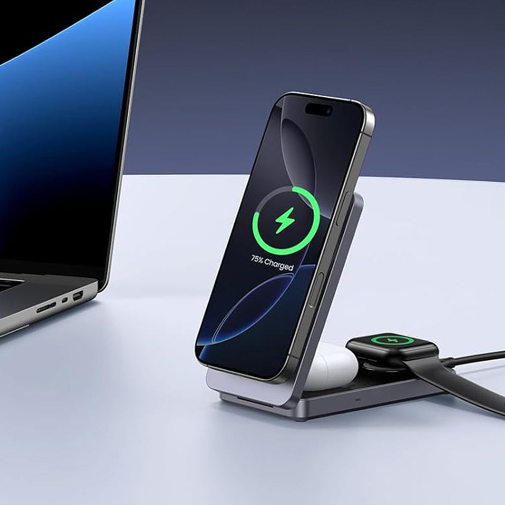 UGREEN W707 3in1 Trådløs Nettverkslader, 25W, 1.67A, Grå