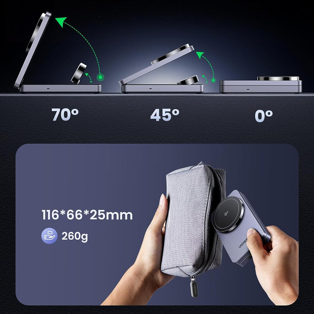 UGREEN W707 3in1 Trådløs Nettverkslader, 25W, 1.67A, Grå