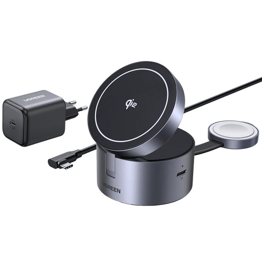 UGREEN W712 (65148) 3in1 trådløs nettverkslader, 25W, 1.67A, Grå