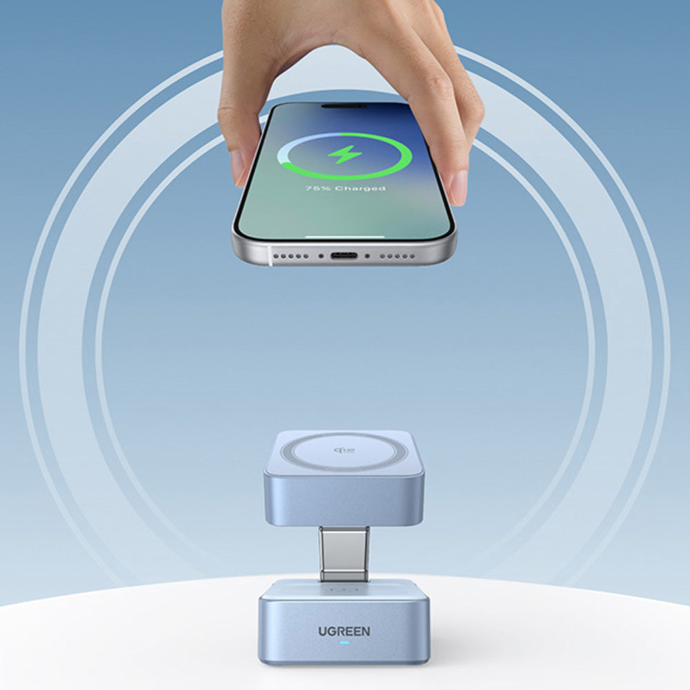 UGREEN W752 2in1 trådløs nettverkslader, 35W, 3A, 1 x USB-C, Blå