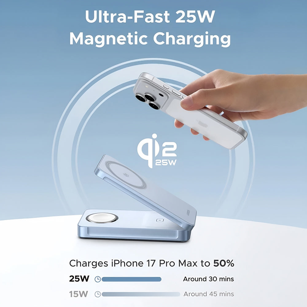 Trådløs Nettverkslader UGREEN W757 (65901) 3i1, 25W, Blå