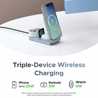 Trådløs Nettverkslader UGREEN W757 (65901) 3i1, 25W, Blå