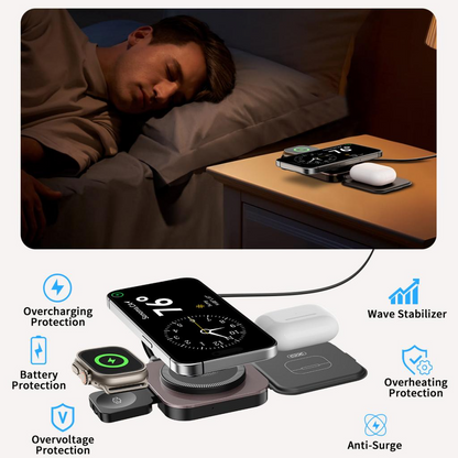 Trådløs Nettladere XO Design CX035 3i1, 15W, 1.67A, Svart, Reseglet