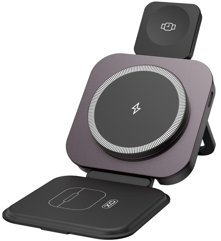Trådløs Nettladere XO Design CX035 3i1, 15W, 1.67A, Svart, Reseglet