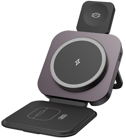Trådløs Nettladere XO Design CX035 3i1, 15W, 1.67A, Svart, Reseglet