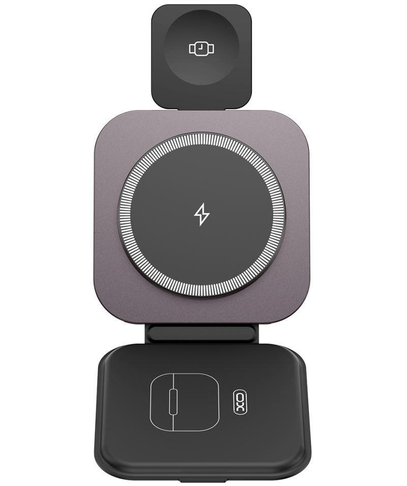 Trådløs Nettladere XO Design CX035 3i1, 15W, 1.67A, Svart, Reseglet