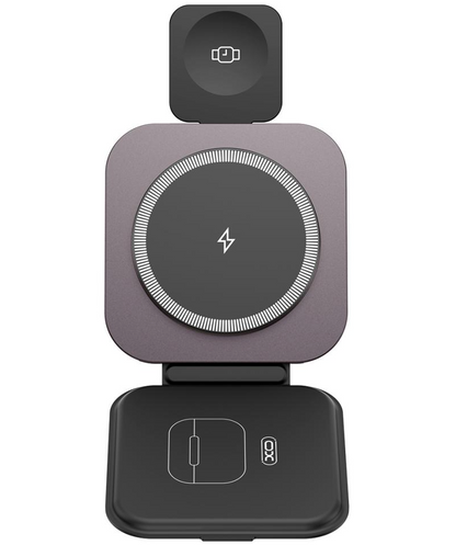 Trådløs Nettladere XO Design CX035 3i1, 15W, 1.67A, Svart, Reseglet