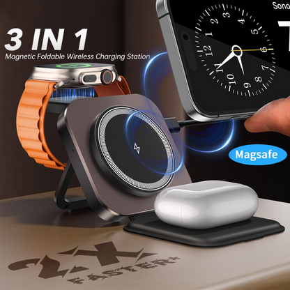 Trådløs Nettladere XO Design CX035 3i1, 15W, 1.67A, Svart, Reseglet
