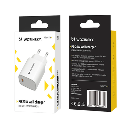 WZK WGWCCW Nettlader, 20W, 3A, 1 x USB-C, Hvit
