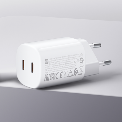 Xiaomi Nano Turbo Nettlader, 45W, 3A, 2 x USB-C, Hvit BHR087OEU