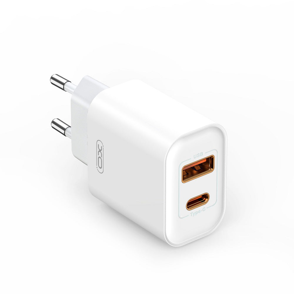 Nettlader XO Design BPCE12, 20W, 3A, 1 x USB-A - 1 x USB-C, Hvit