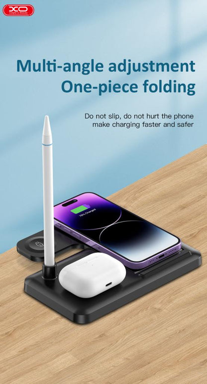 Trådløs Nettverkslader XO Design WX033 4in1, 15W, 1.67A, Svart
