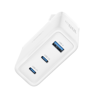 Nettlader XO Design CE35, 100W, 5A, 1 x USB-A - 2 x USB-C, Hvit