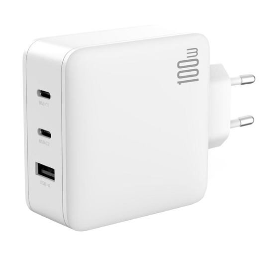 Nettlader XO Design CE14, 100W, 3,25A, 1 x USB-A - 2 x USB-C, Hvit