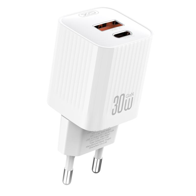 XO Design L149 Nettlader, 30W, 3A, 1 x USB-A - 1 x USB-C, Hvit