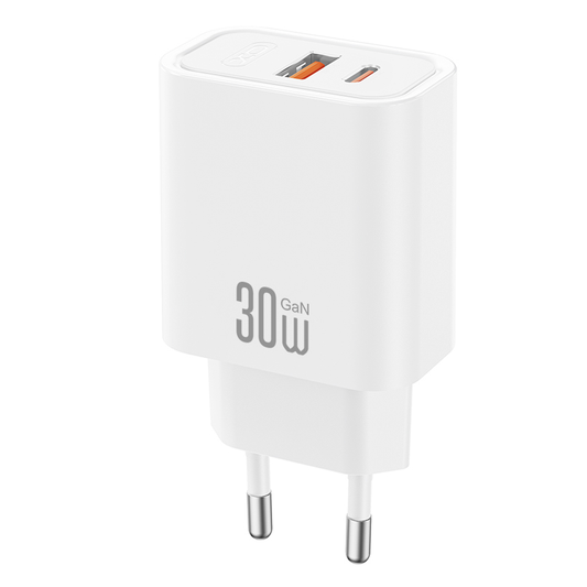 XO Design CE42 Nettlader, 30W, 3A, 1 x USB-A - 1 x USB-C, Hvit