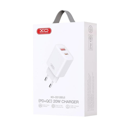 Nettlader XO Design BPCE12, 20W, 3A, 1 x USB-A - 1 x USB-C, Hvit