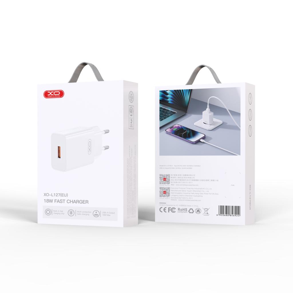 Nettlader XO Design L127, 18W, 3A, 1 x USB-A, Hvit