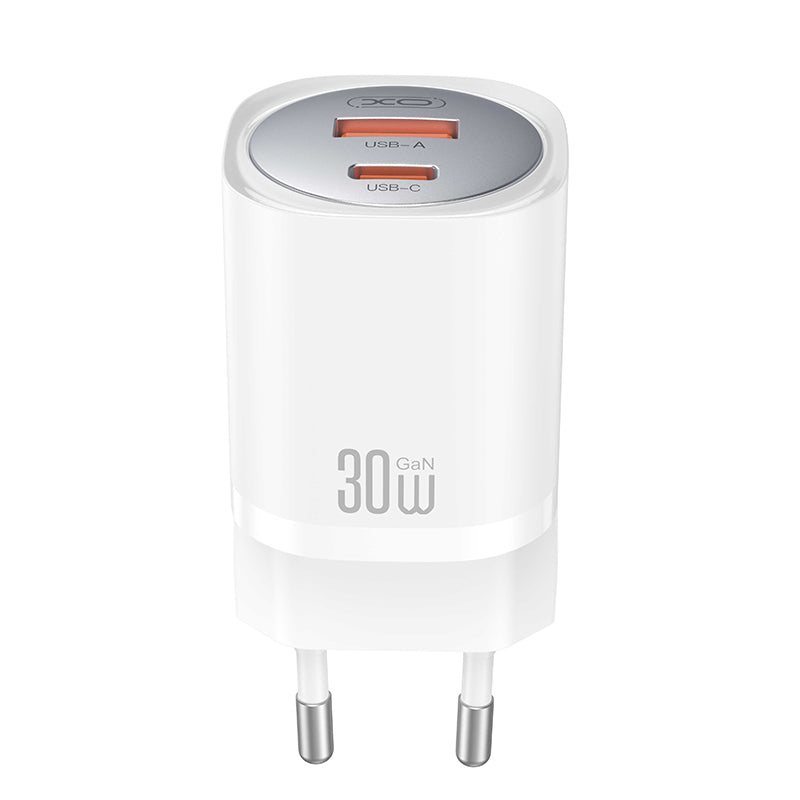 Nettlader XO Design CE21, 30W, 3A, 1 x USB-A - 1 x USB-C, Hvit